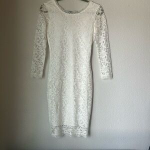 White Lace Long Sleeve Dress Size Small